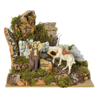 Fontana presepe elettrica cavallo pastore