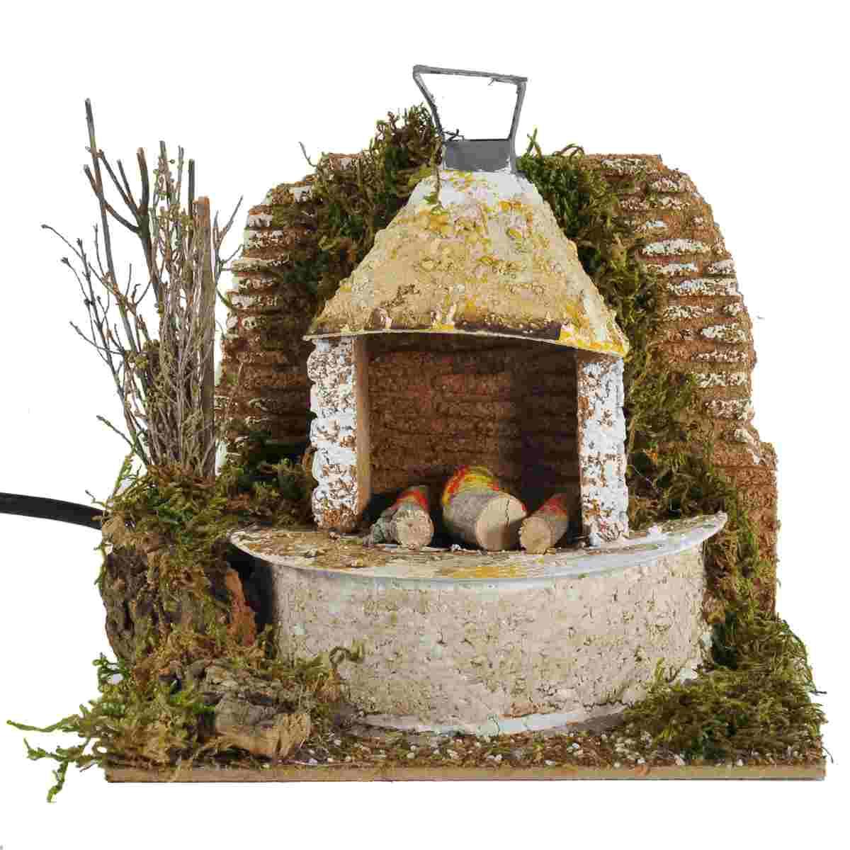 Forno presepe legna luce effetto fiamma modello a