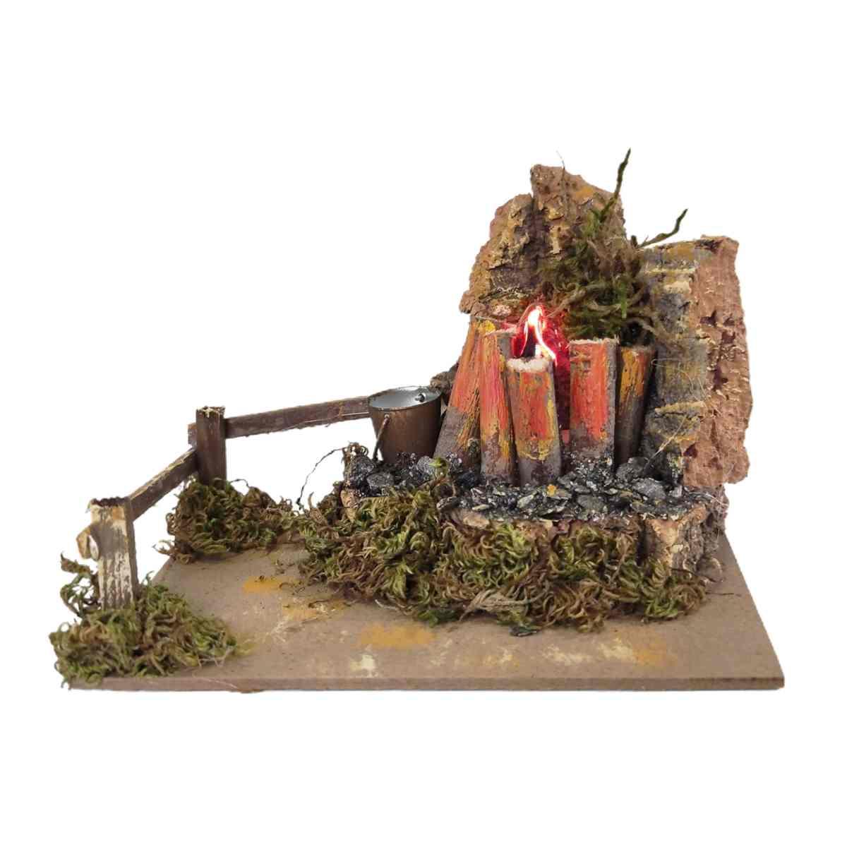 Fuoco presepe elettrico effetto fiamma secchiello