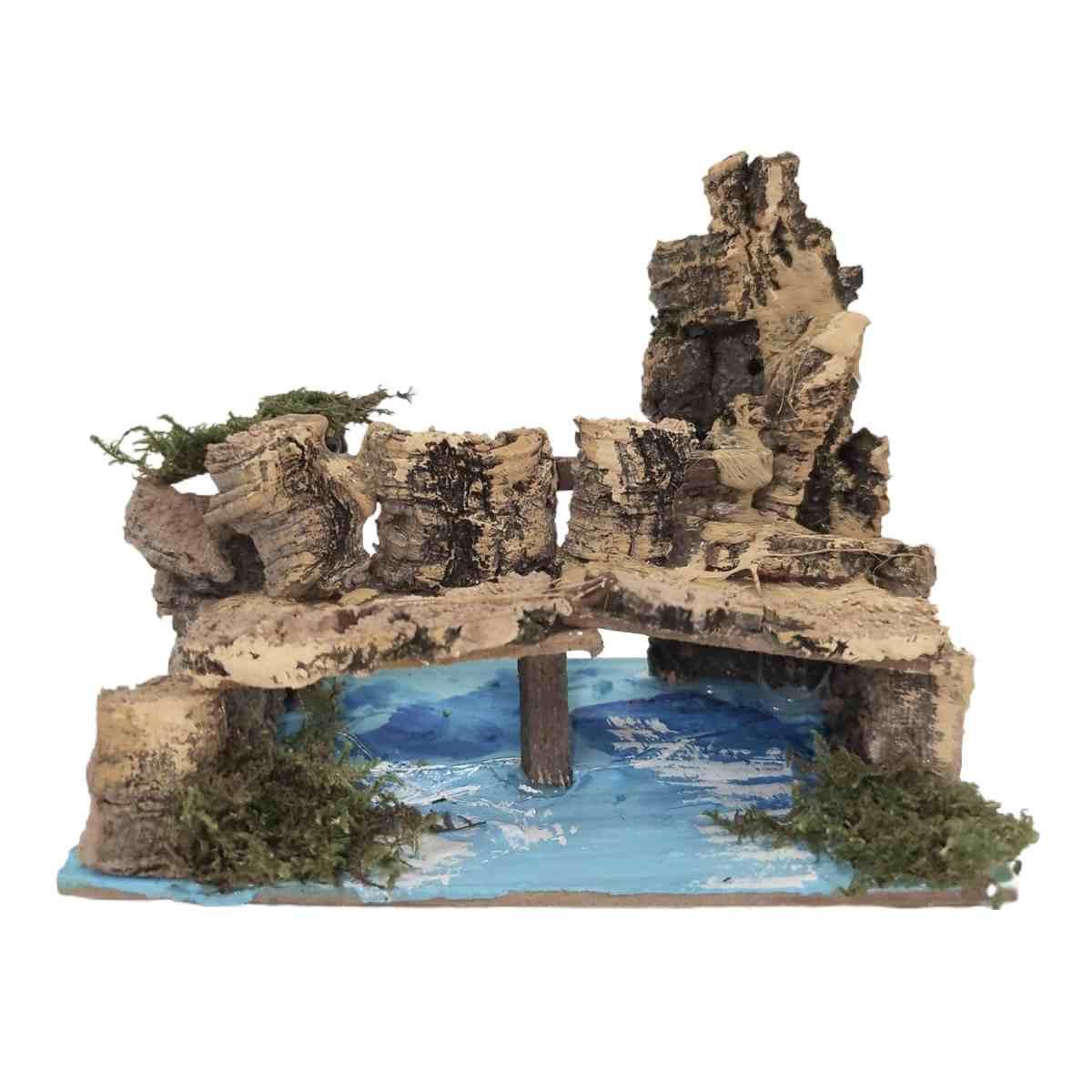 Ponte presepe legno su fiume