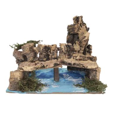 Ponte presepe legno su fiume