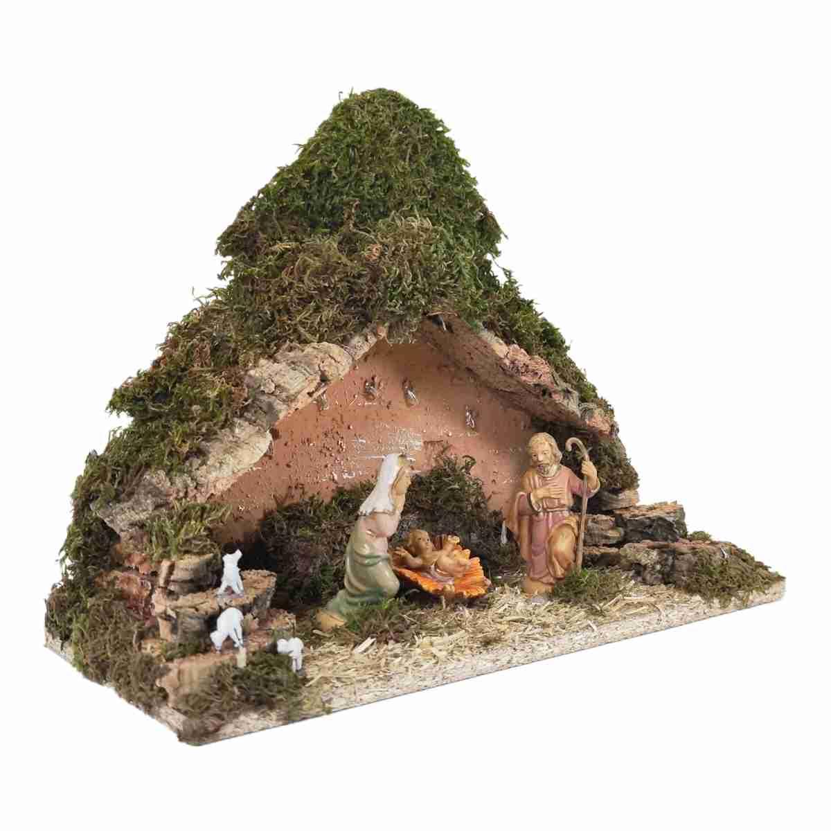 Capanna presepe legno luci batteria natività