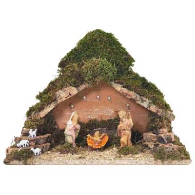 Capanna presepe legno luci batteria natività