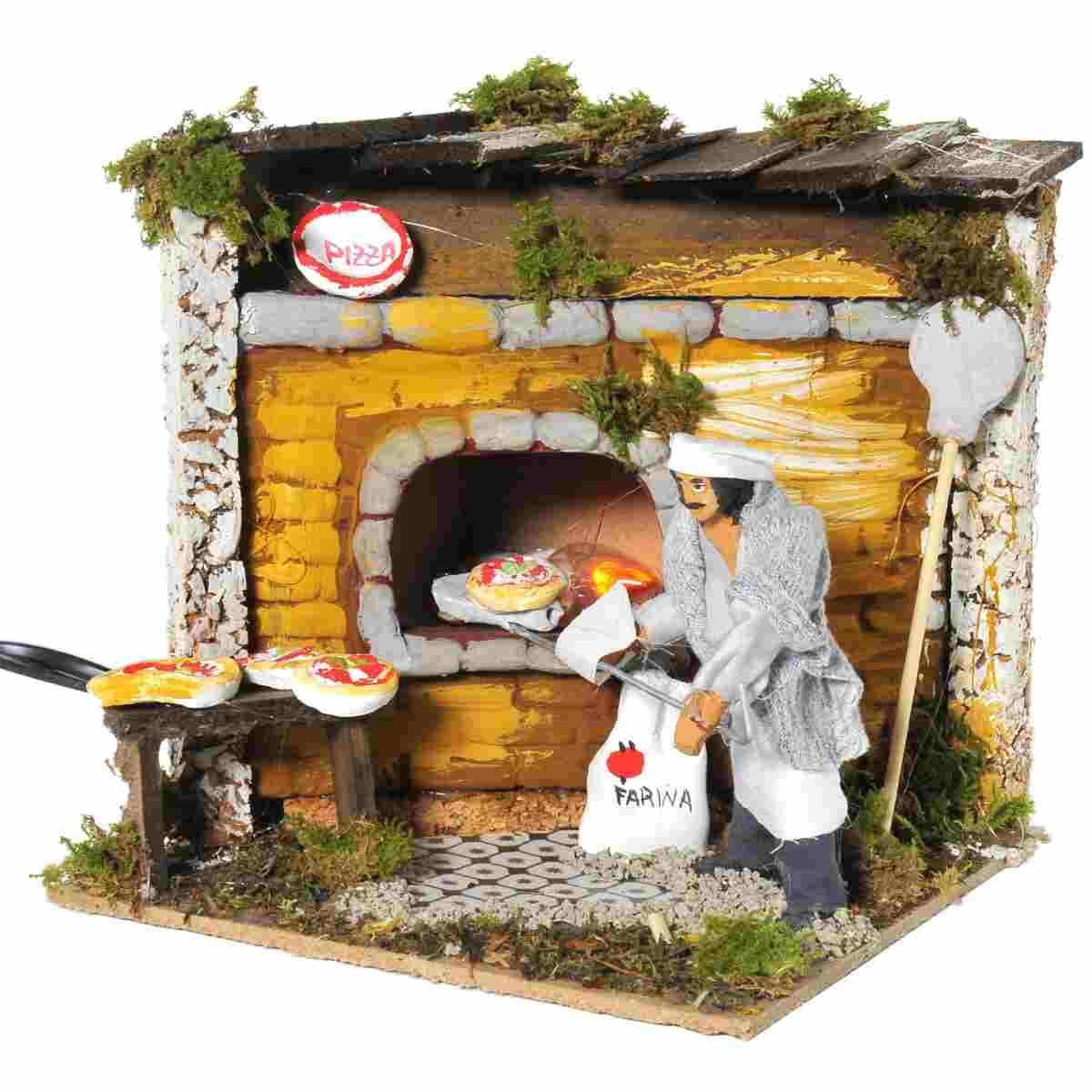 Statua presepe 10 cm movimento pizzaiolo