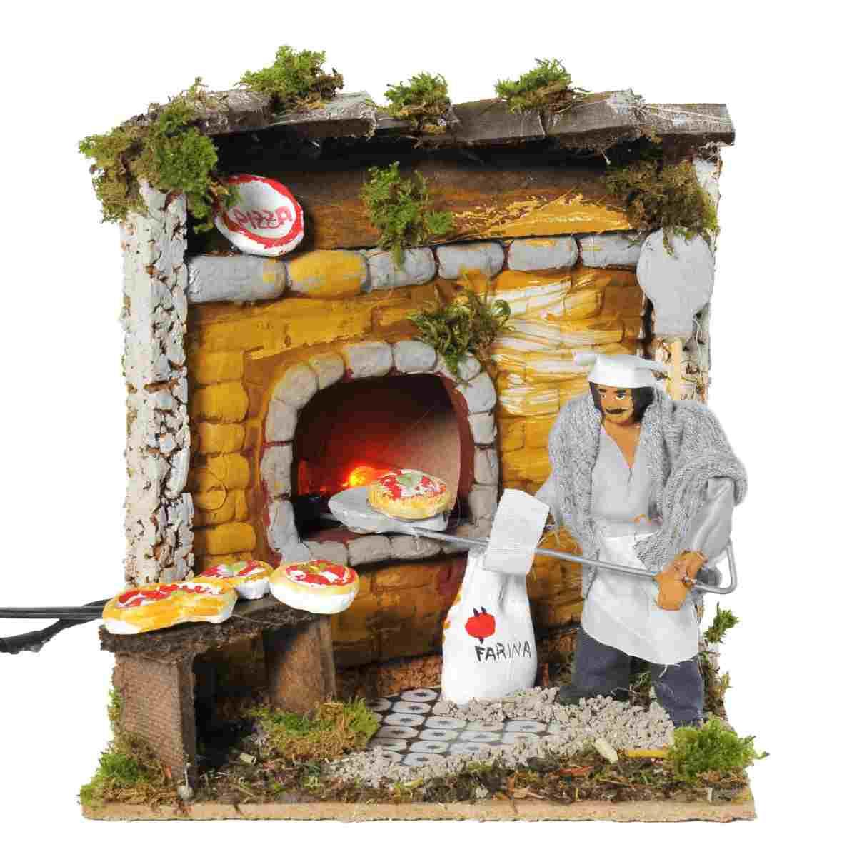 Statua presepe 10 cm movimento pizzaiolo