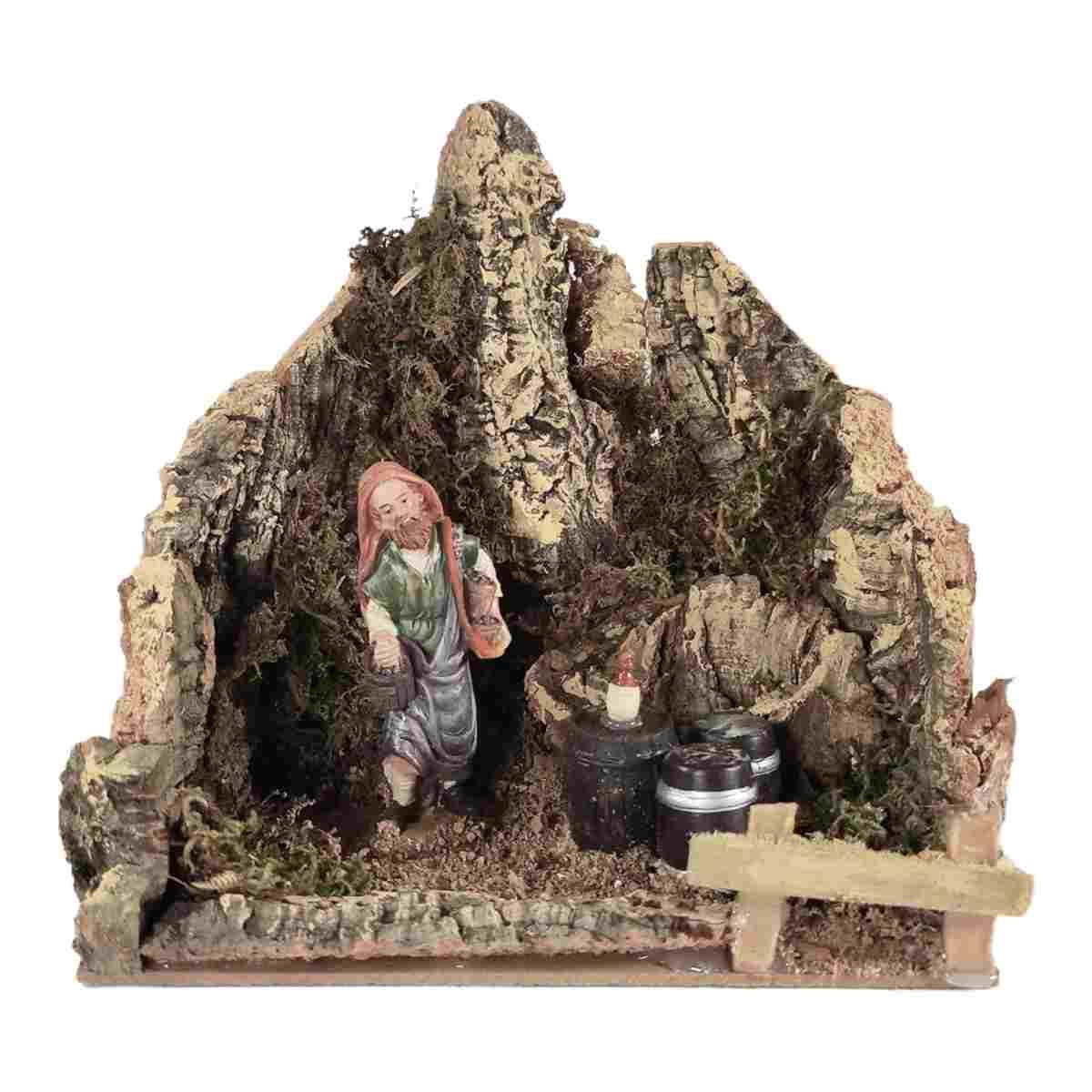 Ambientazione presepe pastore botti