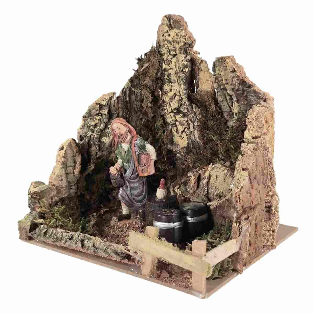 Ambientazione presepe pastore botti