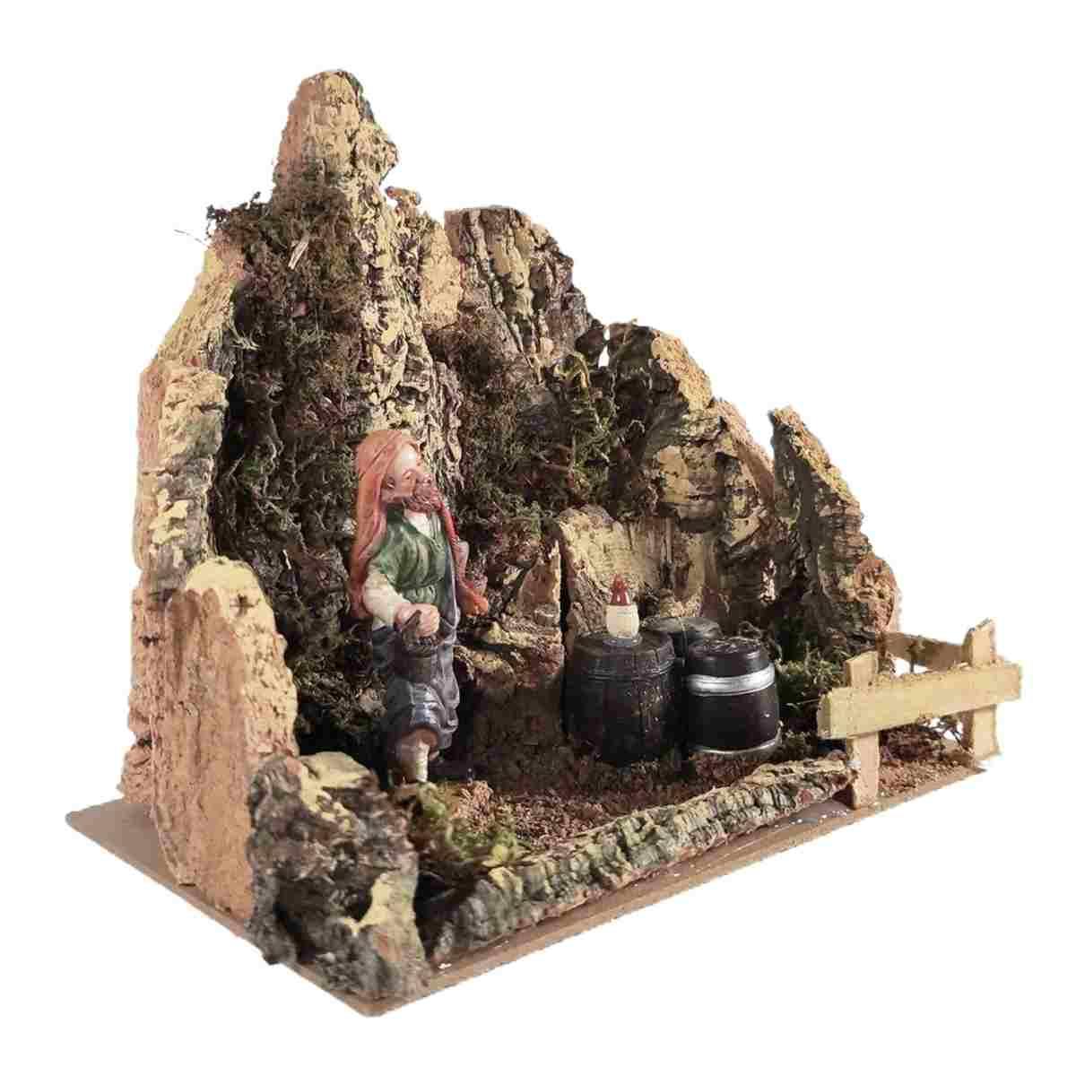 Ambientazione presepe pastore botti
