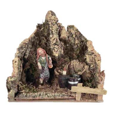 Ambientazione presepe pastore botti