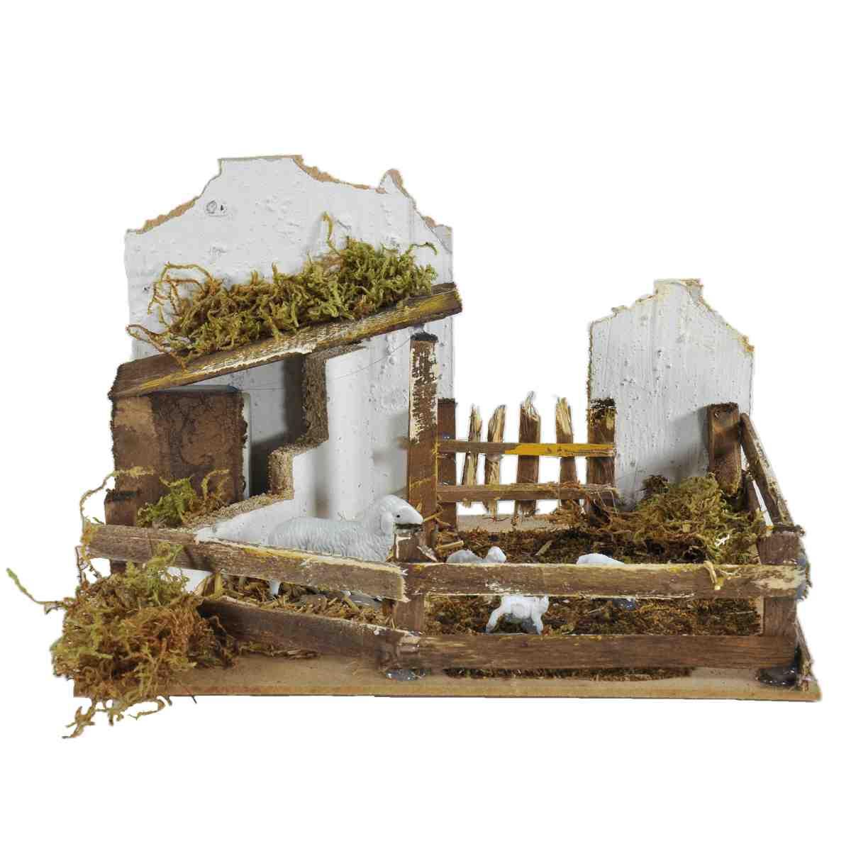 Statua presepe pecore recinto verso