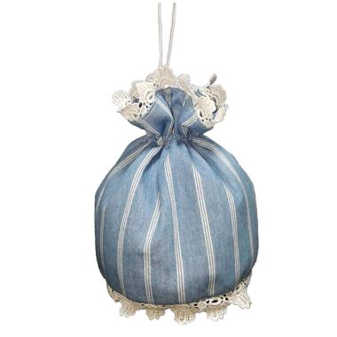 Borsa lady biedermeier tessuto azzurro