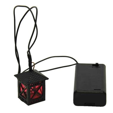 Lanterna presepe sospesa luce led bianco vetro rosso batteria 3 modello v