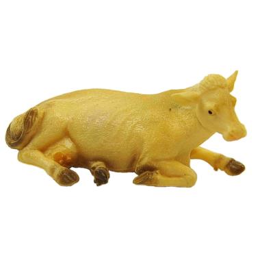 Statua presepe bue beige sdraiato