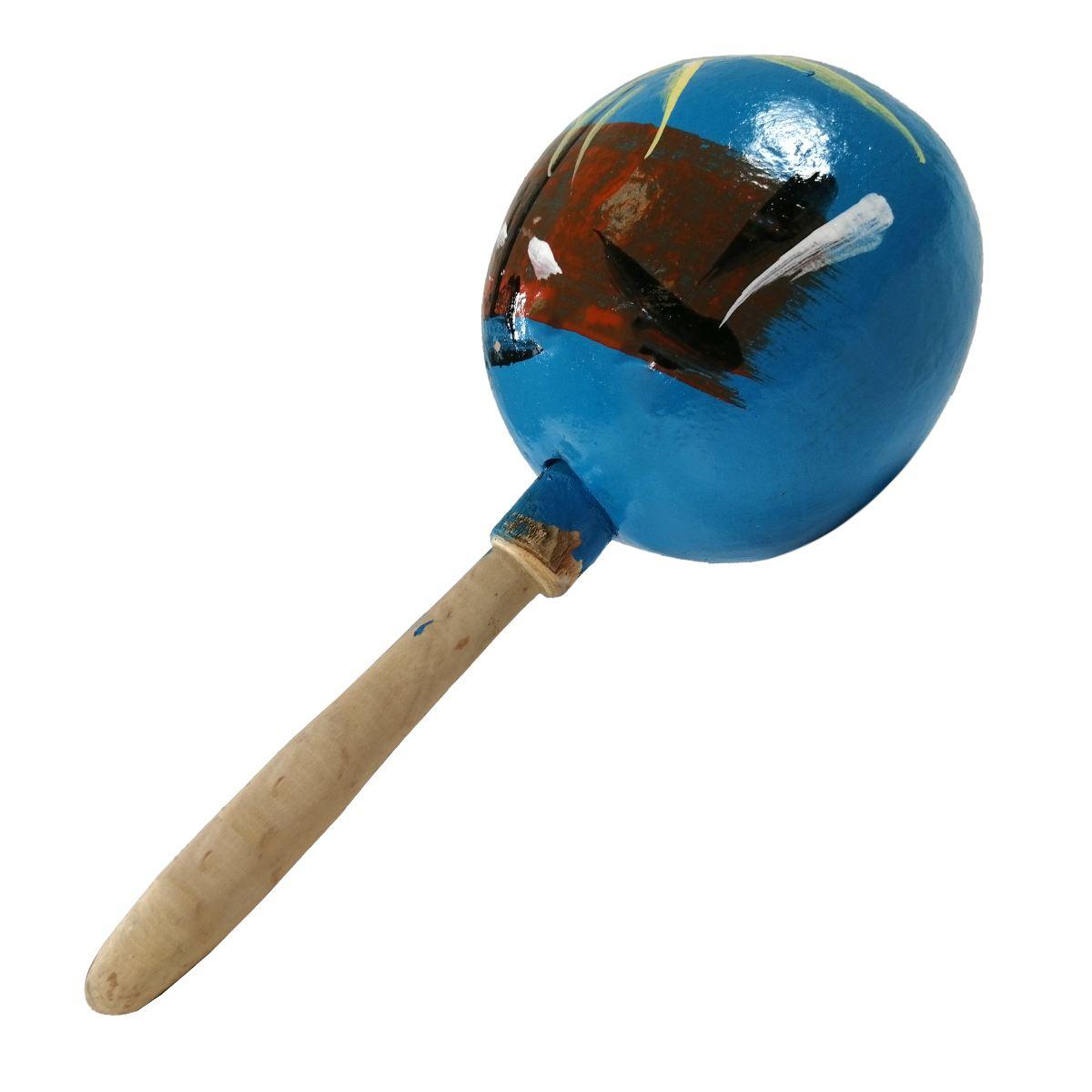 Maracas legno azzurre decori Set 2 pz