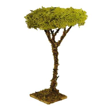 Albero presepe fusto legno lichene verde base 13 cm
