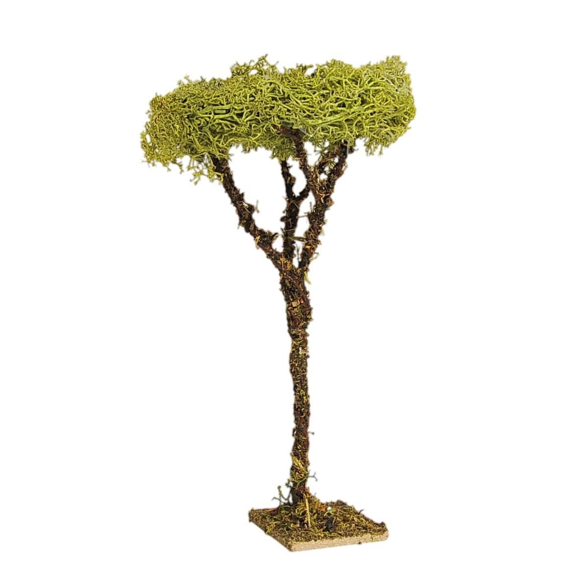 Albero presepe fusto verde lichene verde base 16 cm