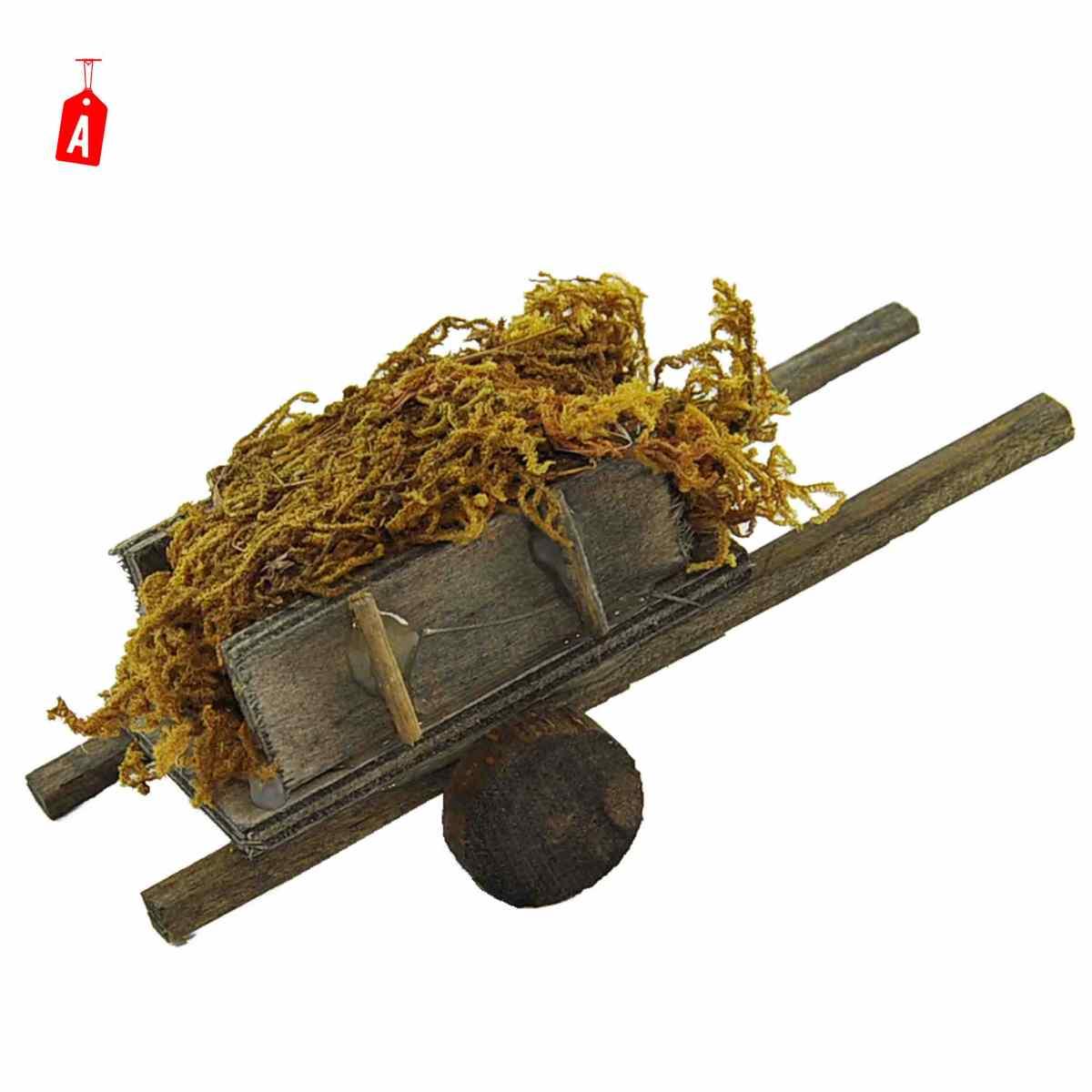 Carretto presepe legno 2 ruote carico