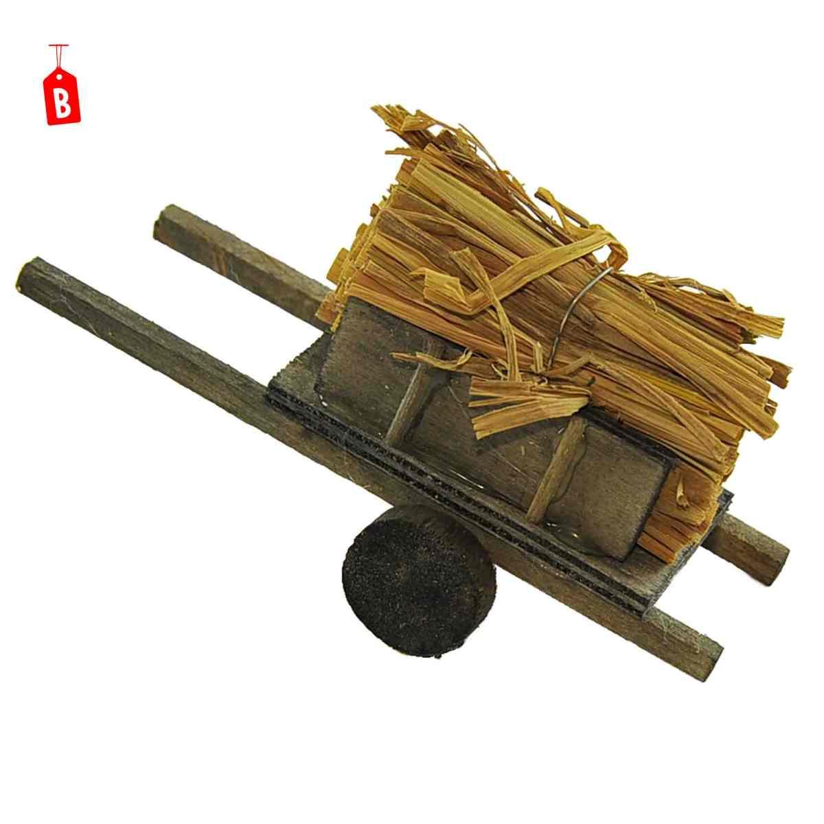 Carretto presepe legno 2 ruote carico