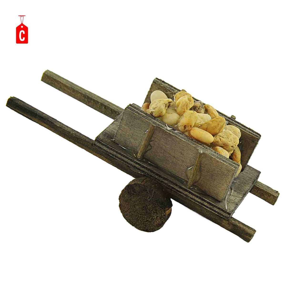 Carretto presepe legno 2 ruote carico