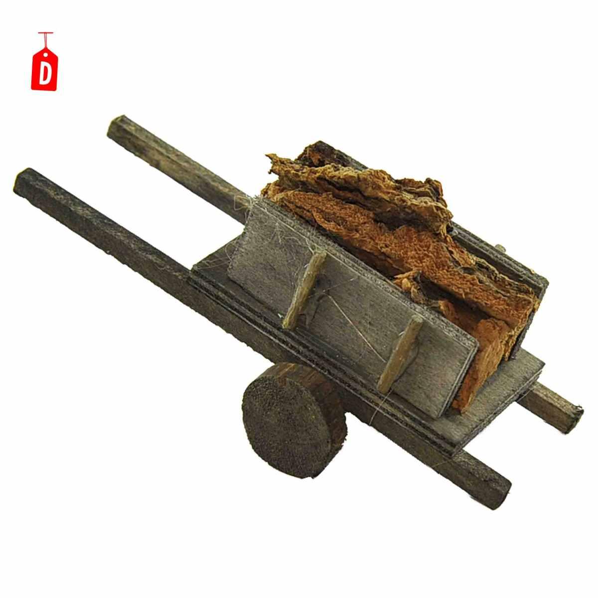 Carretto presepe legno 2 ruote carico