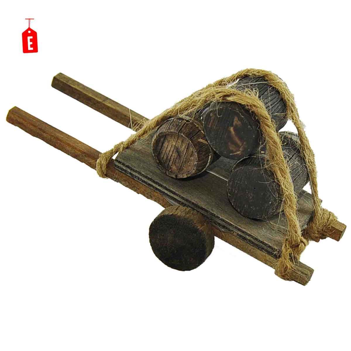 Carretto presepe legno 2 ruote carico