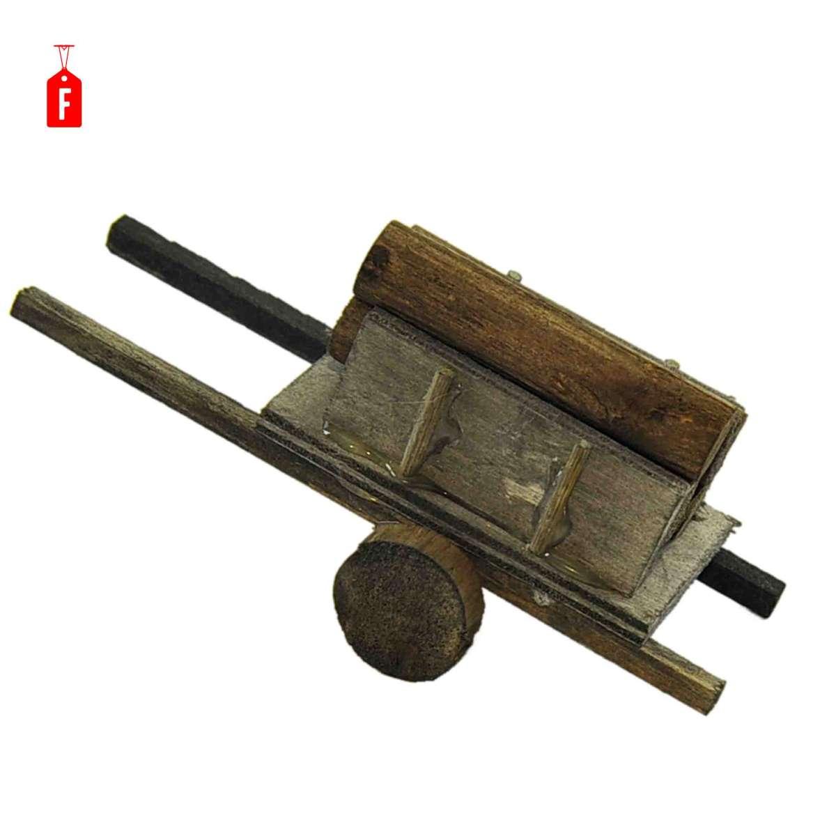 Carretto presepe legno 2 ruote carico