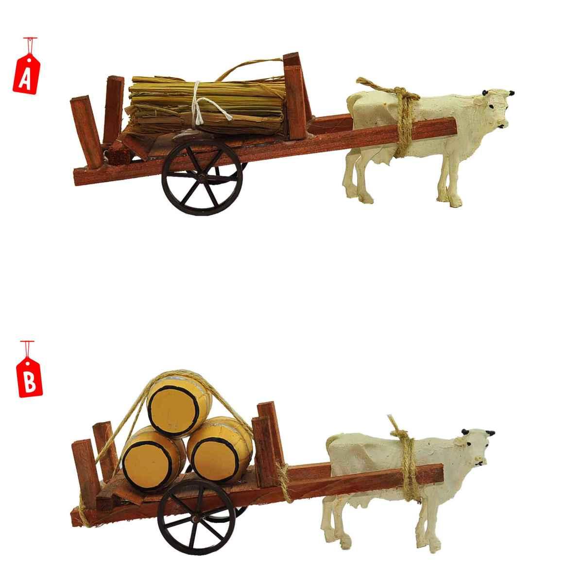 Carretto presepe legno 2 ruote bue