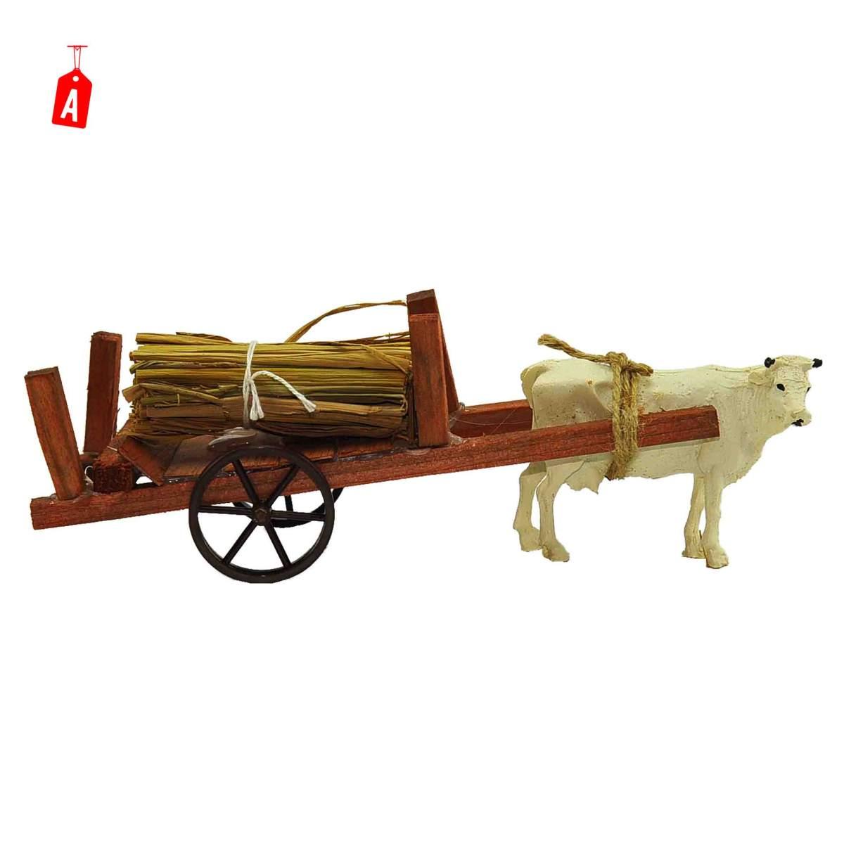 Carretto presepe legno 2 ruote bue