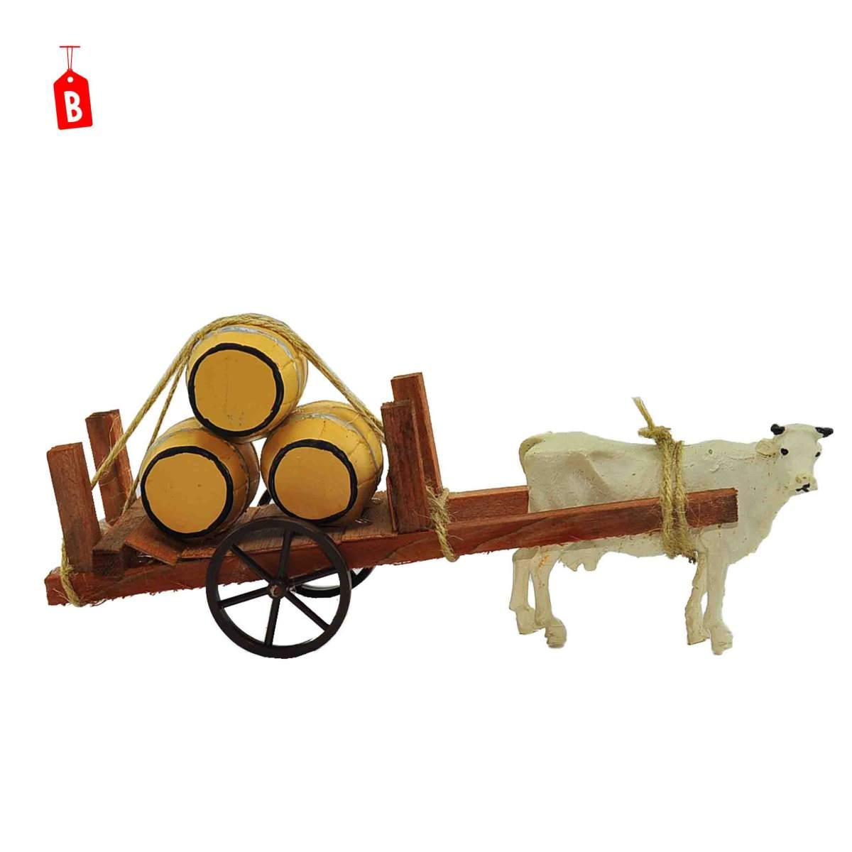 Carretto presepe legno 2 ruote bue