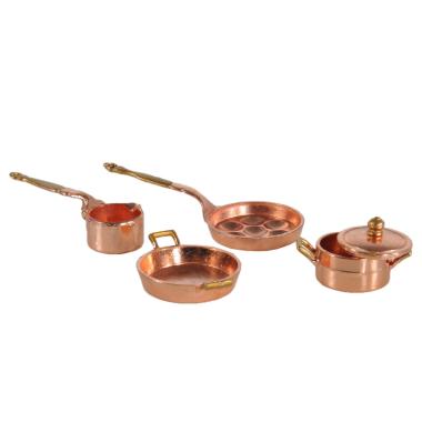 Padella con Tegame Metallo Rame cm.Ø2,5 Set pz.5 | Rossi Rosa