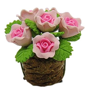Vasetto presepe fiori rosa