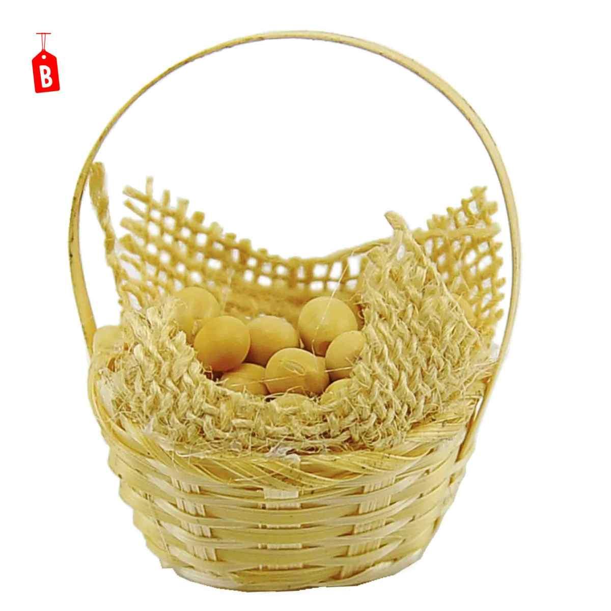 Cesta presepe alimenti uova vimini 3 cm