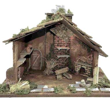 Capanna presepe legno luci