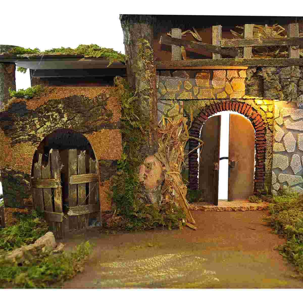Capanna presepe legno luci