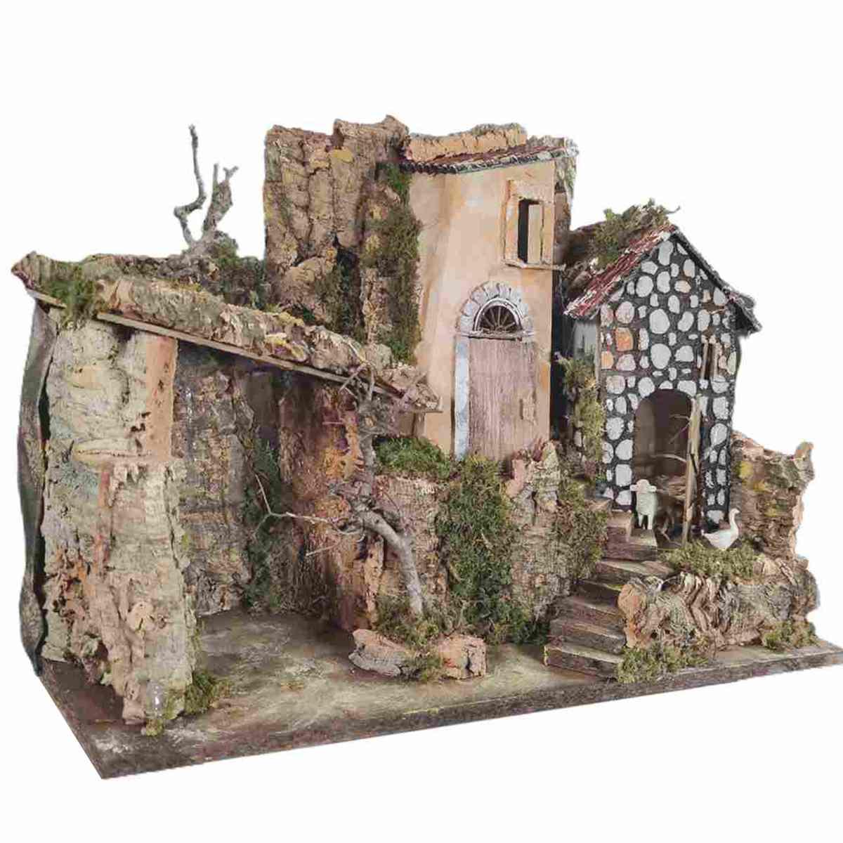 Capanna presepe legno luci