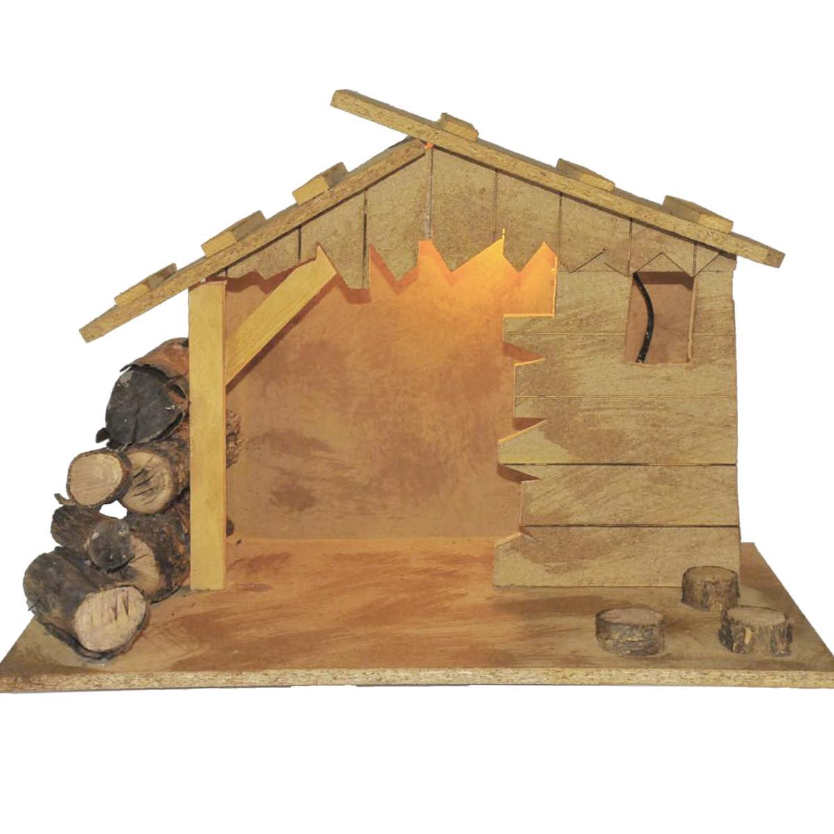 Capanna presepe legno luci