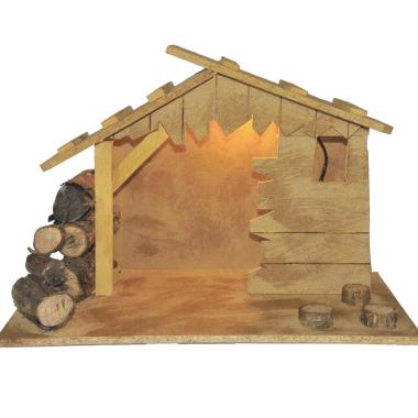 Capanna presepe legno luci