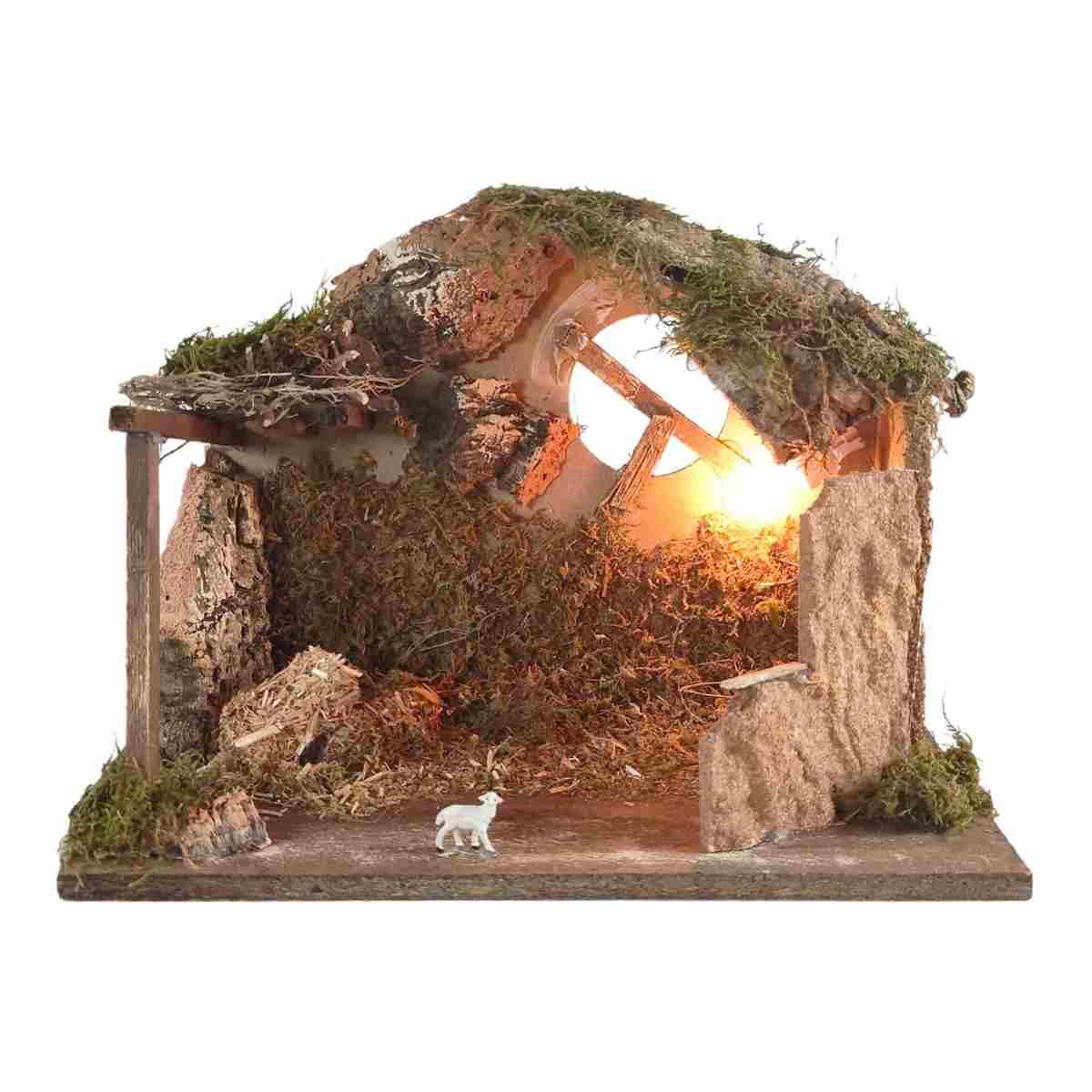 Capanna presepe legno luci