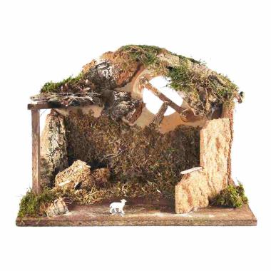 Capanna presepe legno luci