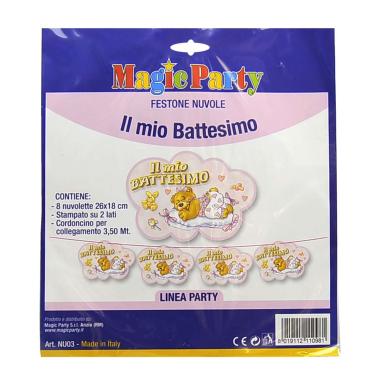 Festone party nuv battesimo rosa mt