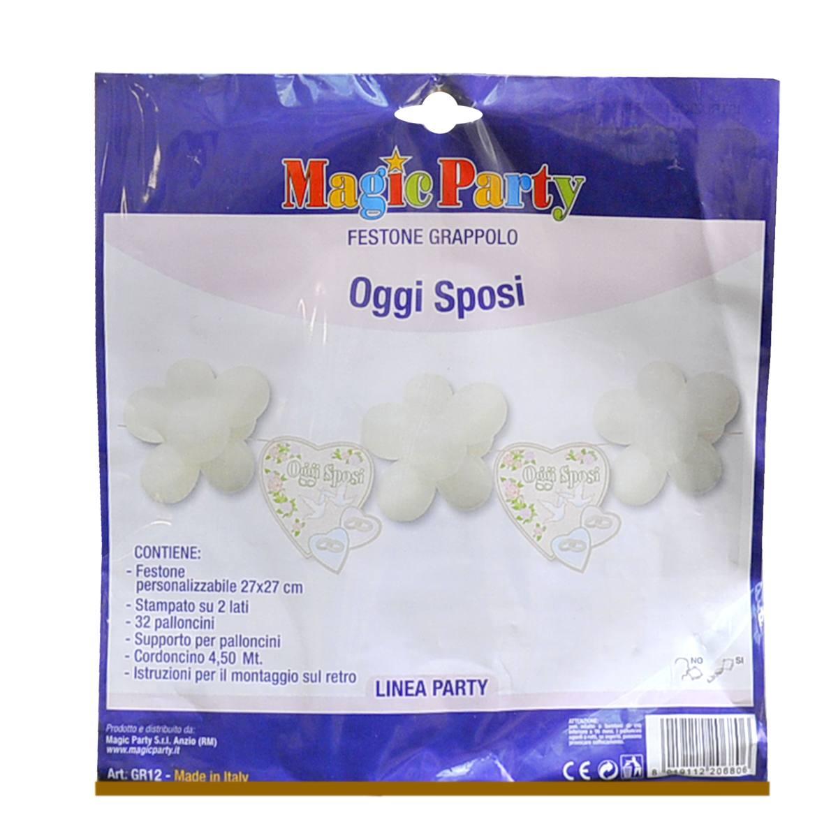 Festone party grappolo viva gli sposi mt