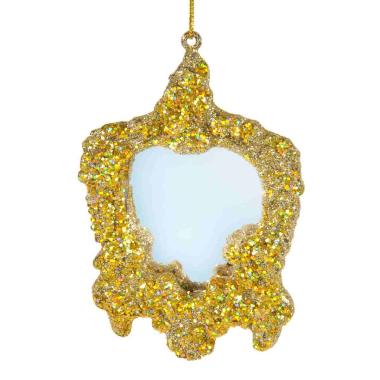 Pallina natalizia specchio oro glitter 8 x 8 cm