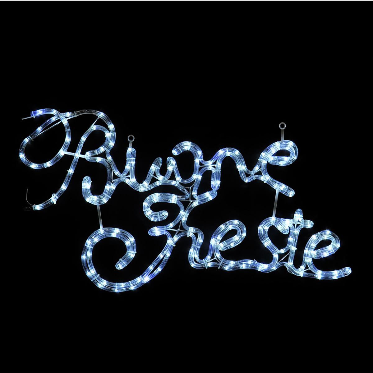 Luci di natale esterno 224 led scritta buone feste bianco 83 x 46 cm