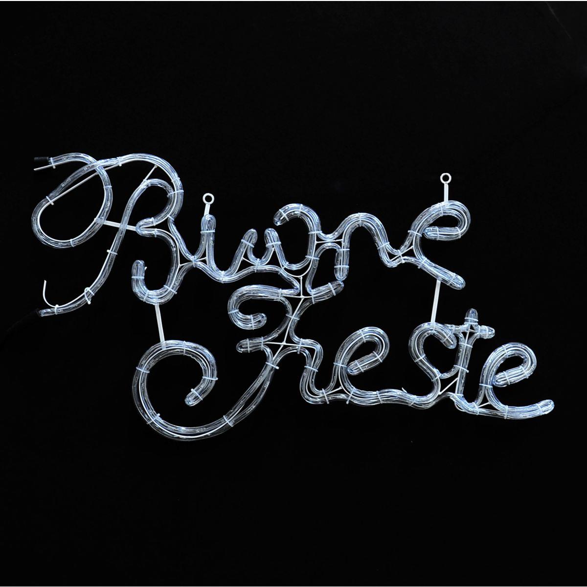 Luci di natale esterno 224 led scritta buone feste bianco 83 x 46 cm