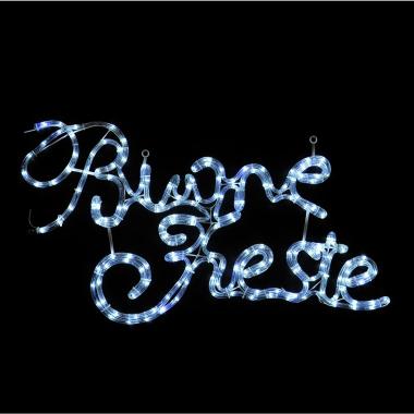 Luci di natale esterno 224 led scritta buone feste bianco 83 x 46 cm