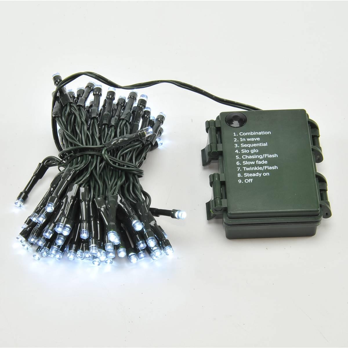 Luci di natale esterno batteria 100 led bianco freddo timer