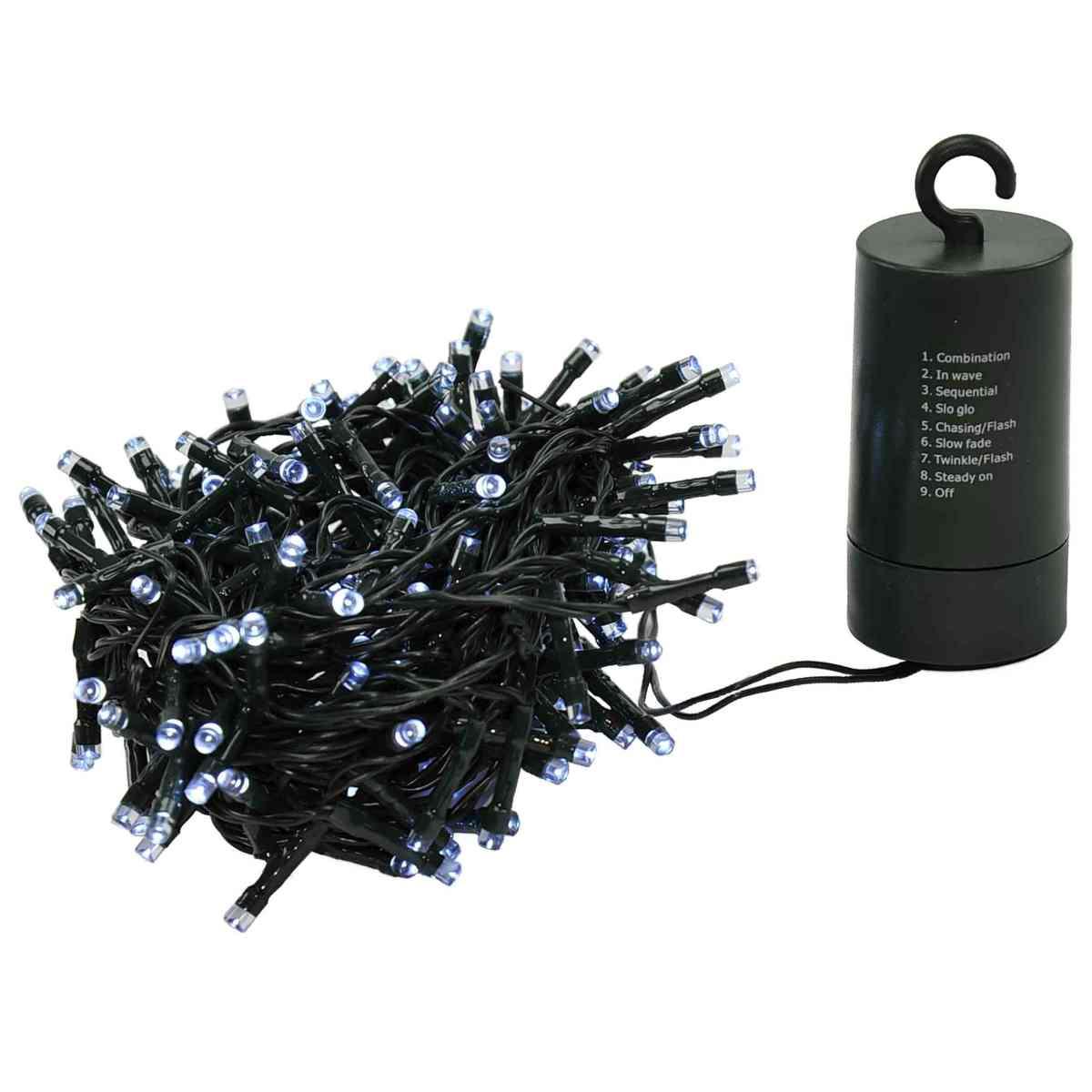 Luci di natale esterno batteria 180 led bianco freddo timer