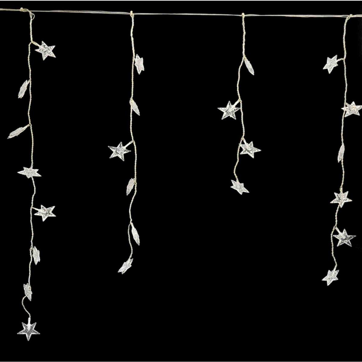 Luci di natale tenda esterno 180 led stelle bianco freddo 420 cm