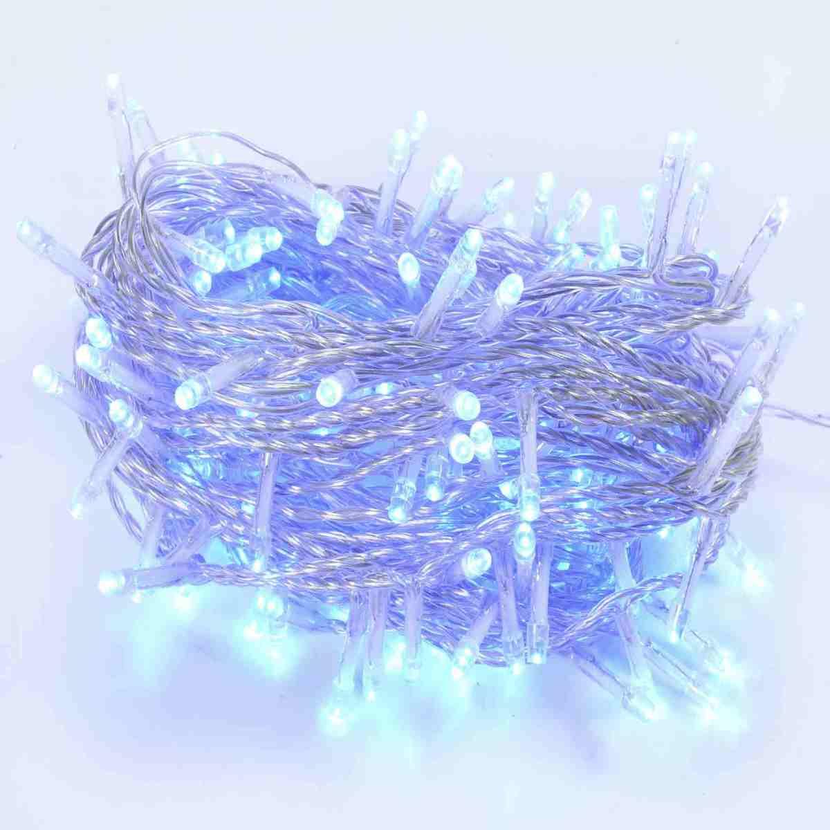 Luci di natale esterno 180 led blu giochi cavo trasparente
