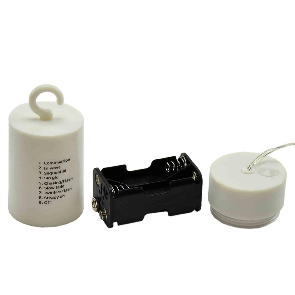 Luci di natale esterno batteria 180 led bianco freddo cavo trasparente timer